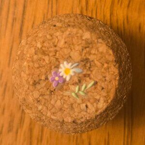 Brand New Hand Crafted Magnet Created from Champagne Cork Featuring Flowers